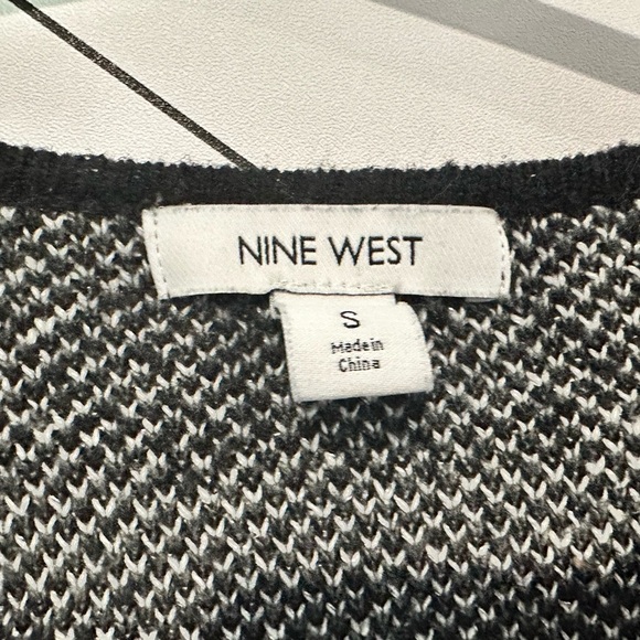 Nine West Black & White Plaid Car Coat, Size S – Classic Wool Blend - Picture 3 of 3